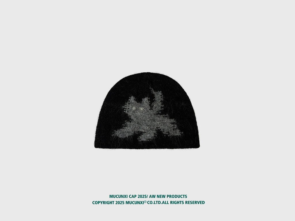 MUCUNXI Jacquard Kitten Knit Beanie