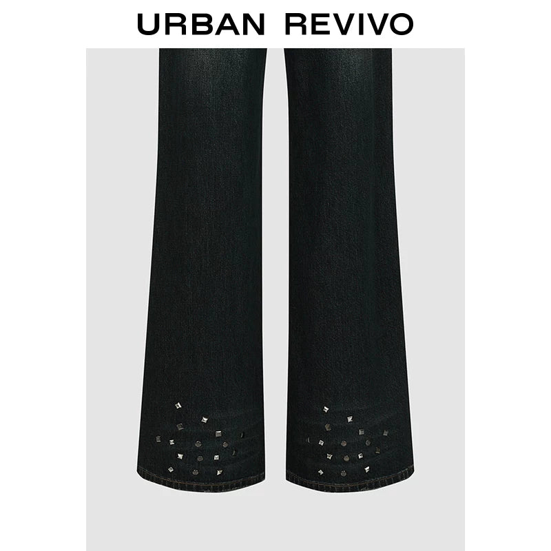 Urban Revivo Rivet Belt Wide Leg Jeans