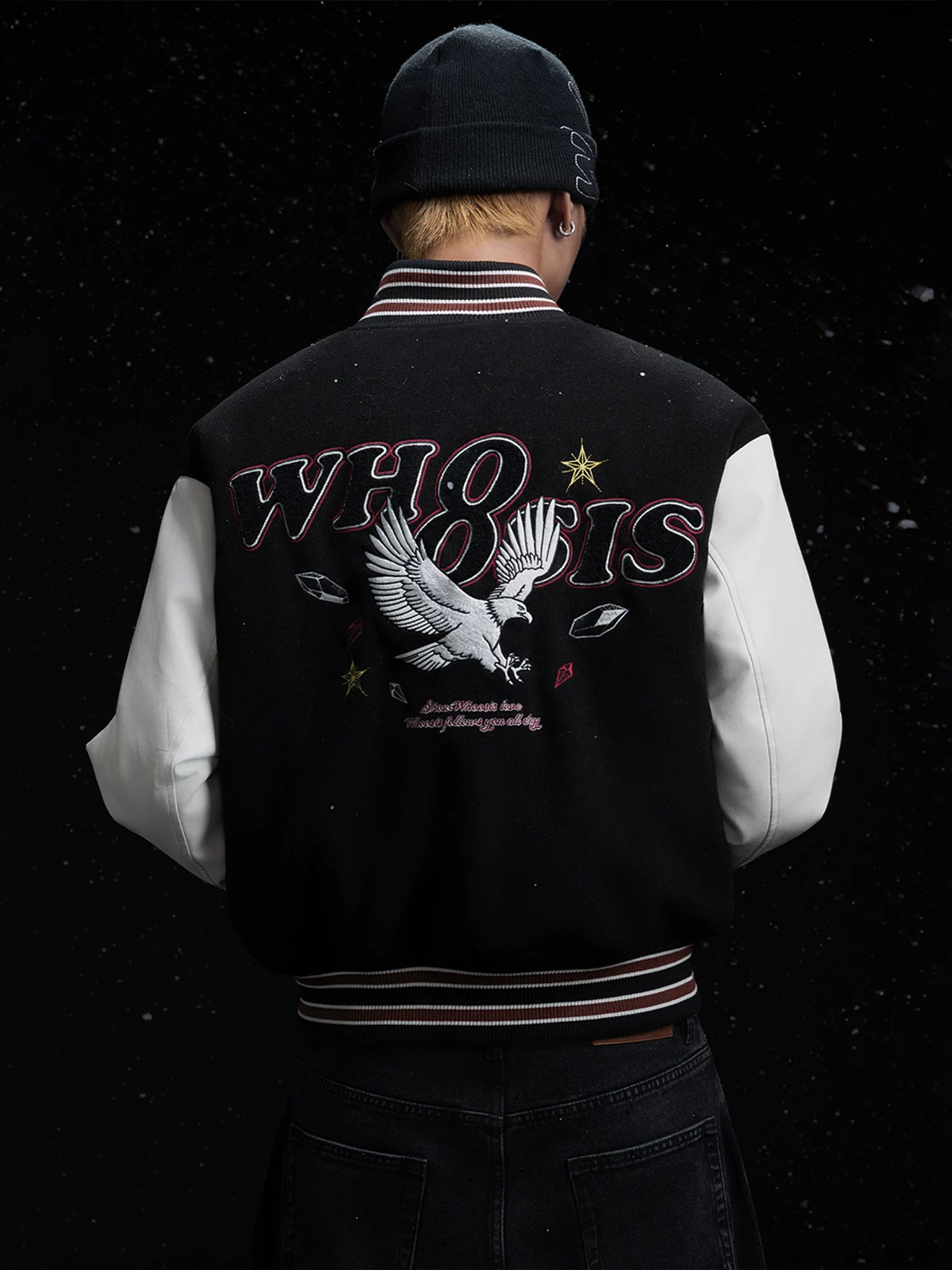 WHOOSIS Gem Embroidery Baseball Jacket