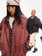 Mr. Jiangnan NewJNXS Retro Plaid Spliced Baseball Jacket