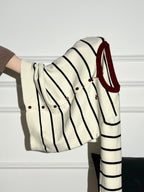AUDISTY Pony Embroidery Contrast Striped Sweater Cardigan