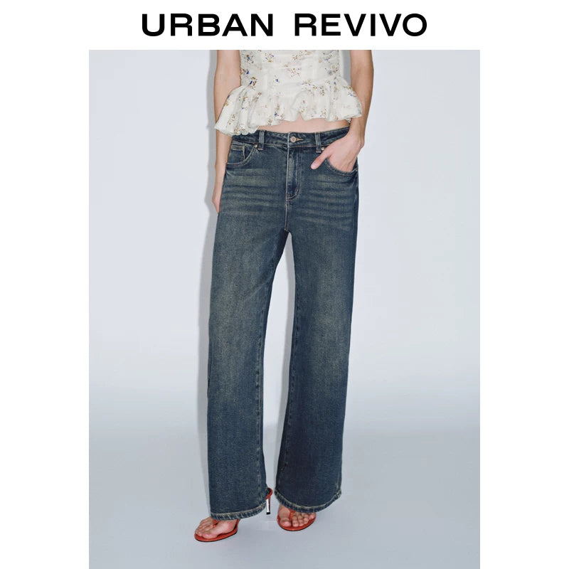 Urban Revivo Retro Washed Wide Leg Jeans