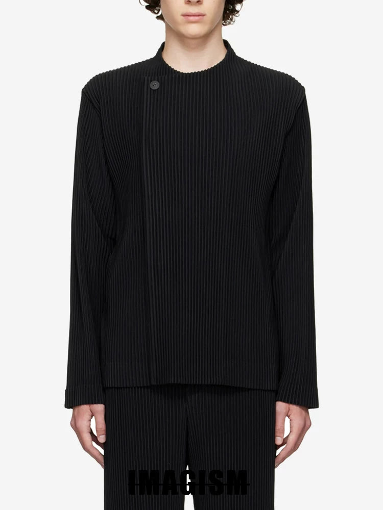IMAGISM Japanese Non Miyake Pleated Collarless Suit Jacket JD166