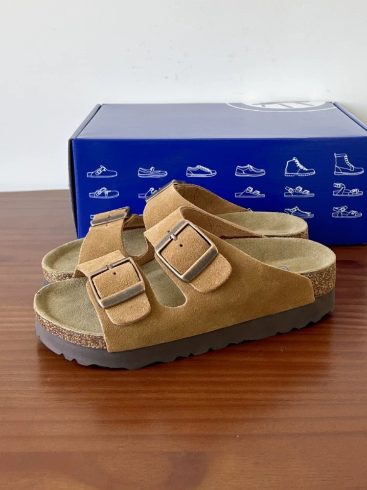 Birkenstock Genuine Cowhide Oak Sole Thick Slippers