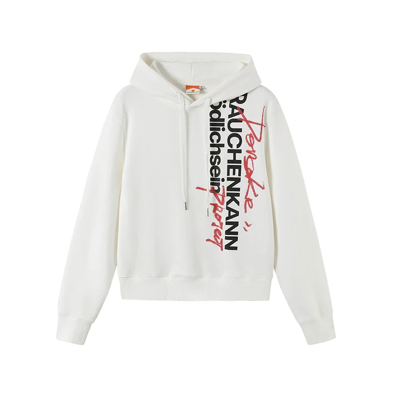 DONSMOKE Front Shoulder Vertical Word Versatile Hooded Sweater