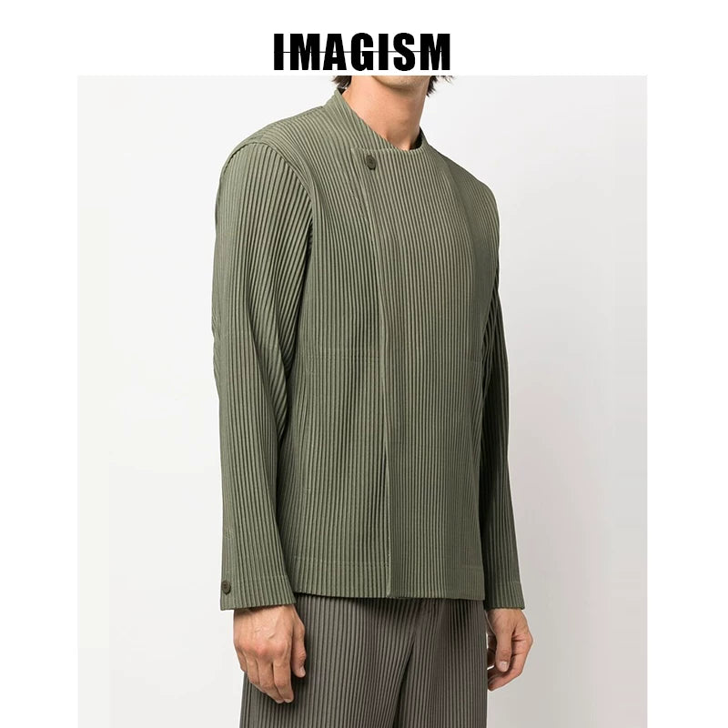 IMAGISM Japanese Non Miyake Pleated Collarless Suit Jacket JD166