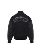 KONOOT Embroidered Leather Short and Wide Cut Silhouette Baseball Jersey