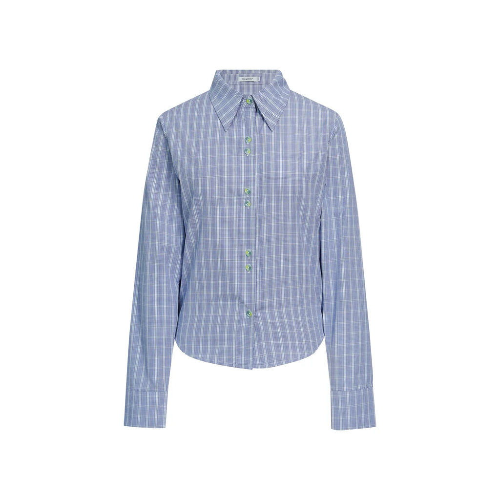 FUNKYFUN Checked Slim-fit Waist Long-sleeved Shirt