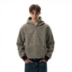 A PUEE Retro Small Fragrant Woven Hooded Sweater