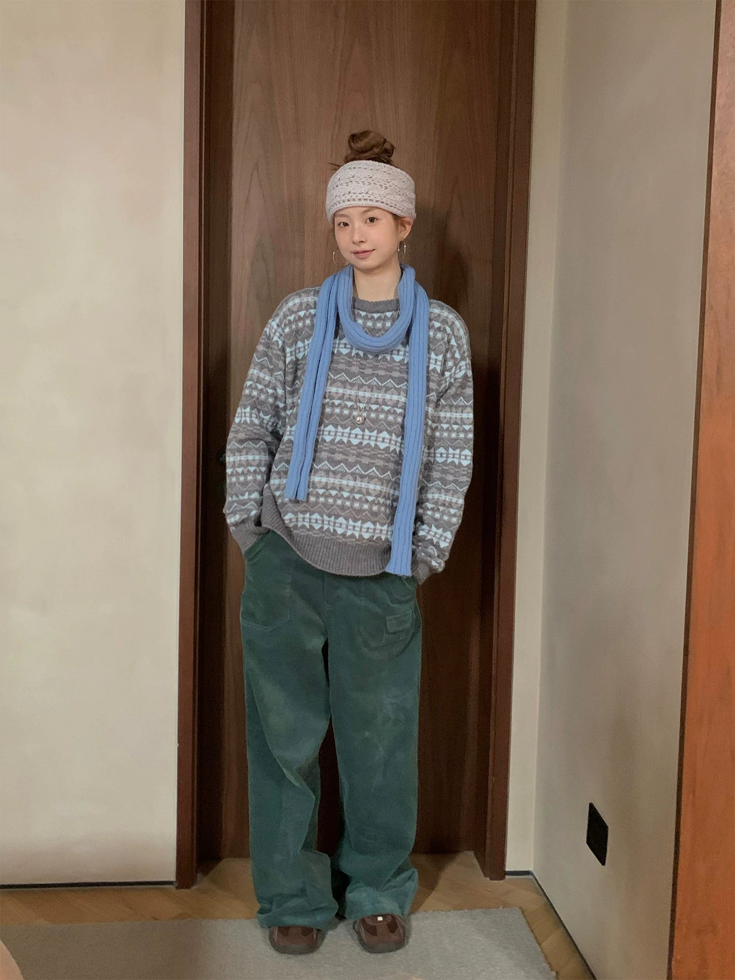 CCKOK Textured Corduroy Straight Pants