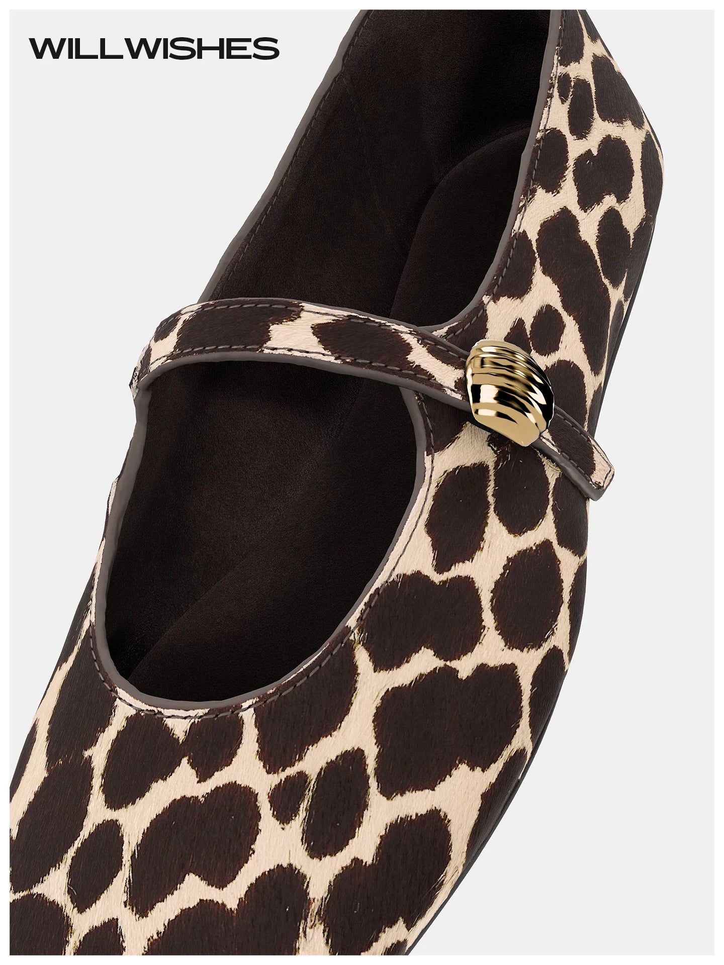Wang Ding Printed Cowhide Fur Ballet Mary Jane Shoes