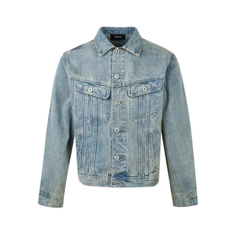 sostine Washed Texture Denim Lapel Jacket