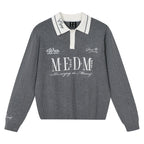 MEDM Contrasting Casual Monogram Embroidered Lapel Knit