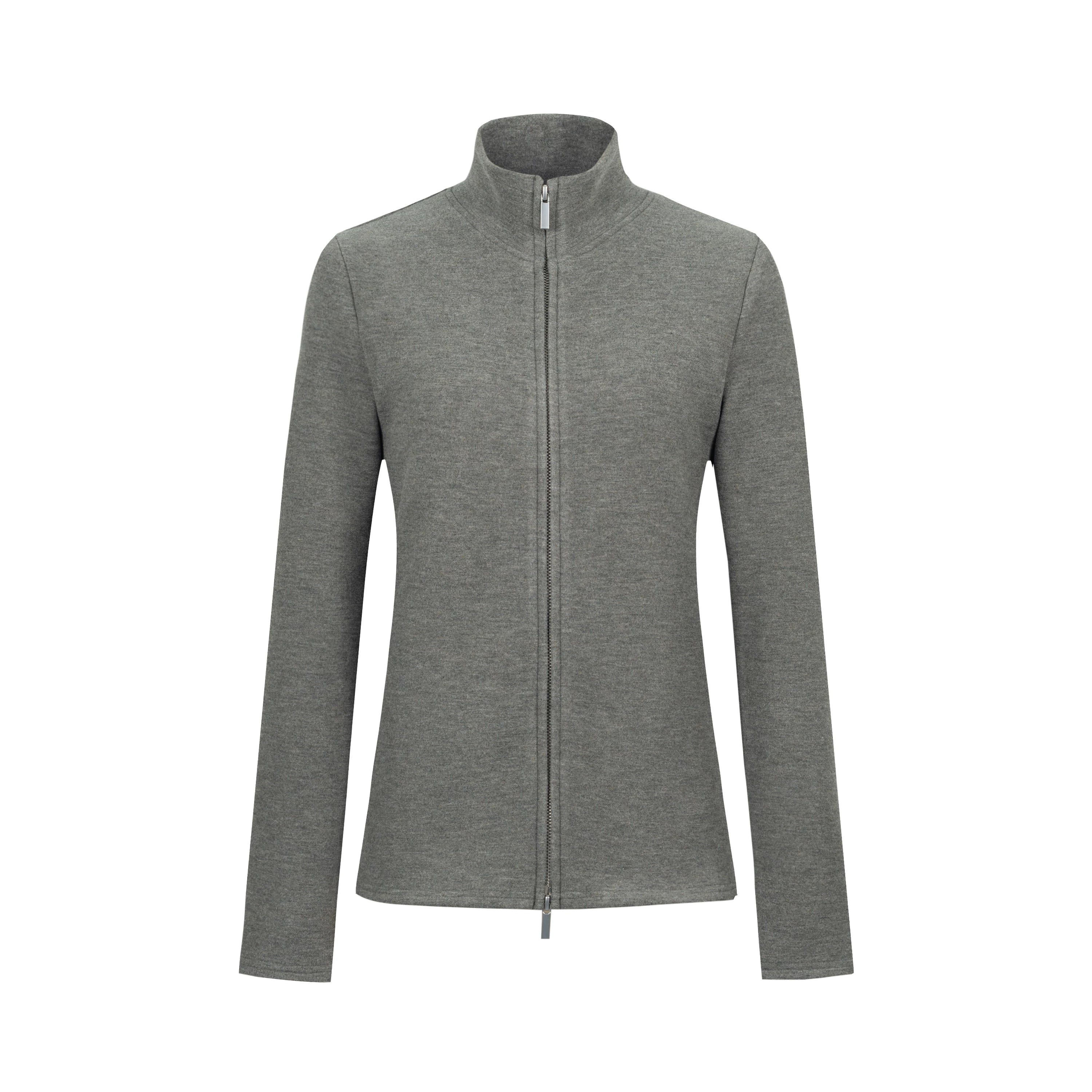 RECOLETA Lazy Wool Zipper Stand Collar Cardigan Set