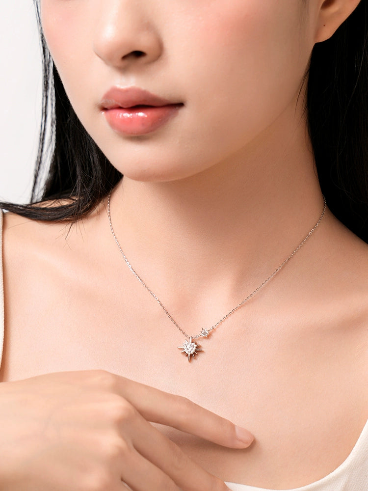 Catiro Star Sun S925 Silver Clavicle Necklace