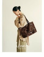 LOSEA "All Things Grow" Tie-dye flocking large-capacity tote bag