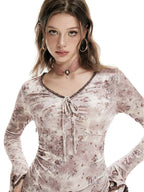 Imone Floral Waist Irregular Flared Sleeve Dress