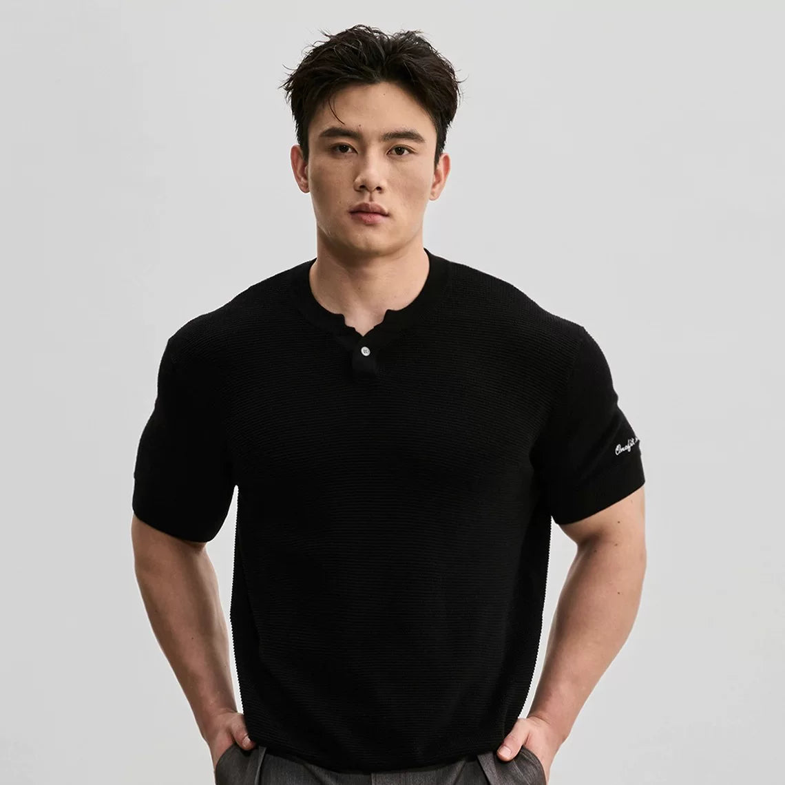 ONEFIT MAX American Casual Henry Collar Knit Short Sleeve
