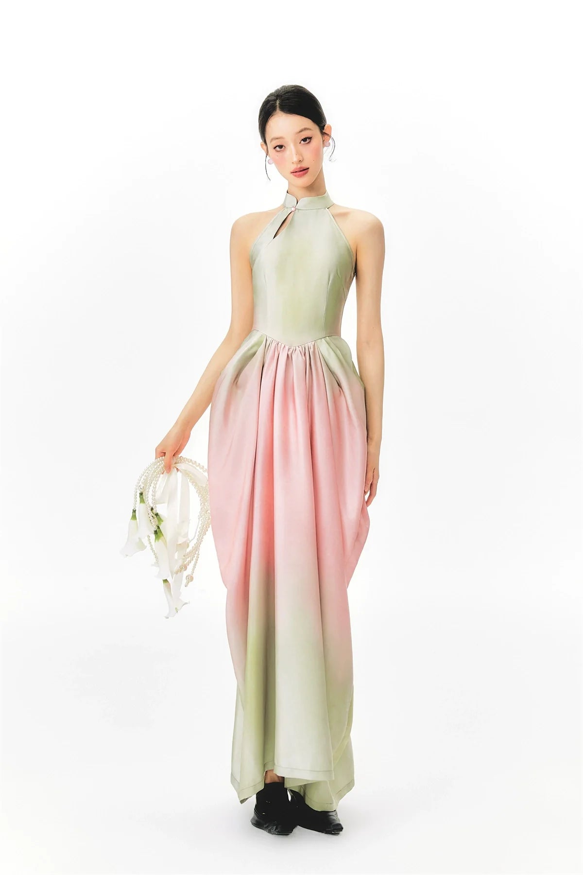 YEDM Gradual Change Tulip Bud Neck Dress