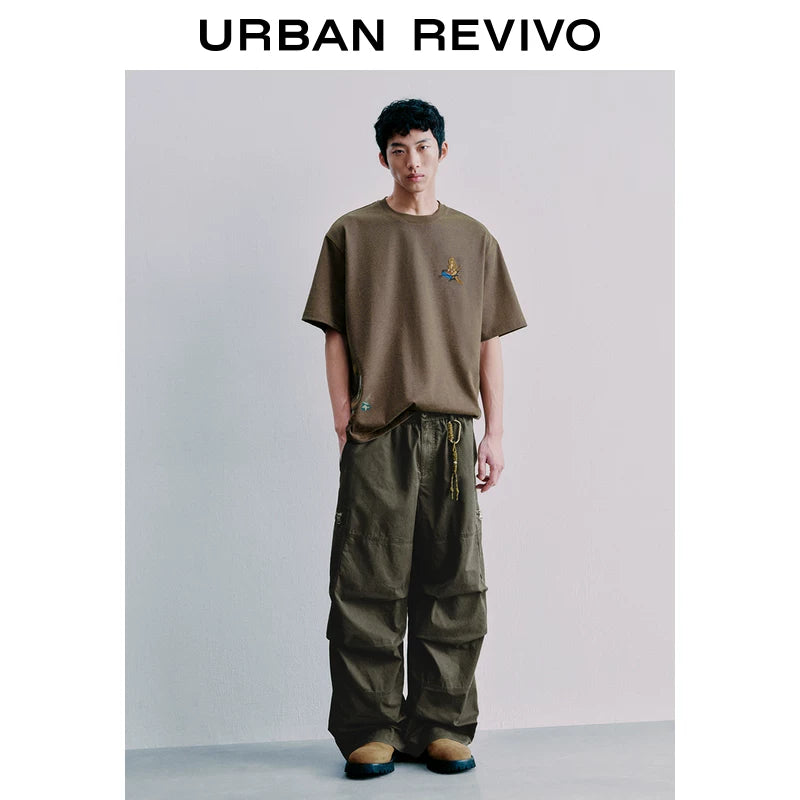 Urban Revivo Men's Workwear Knot Button Wide Leg Pants