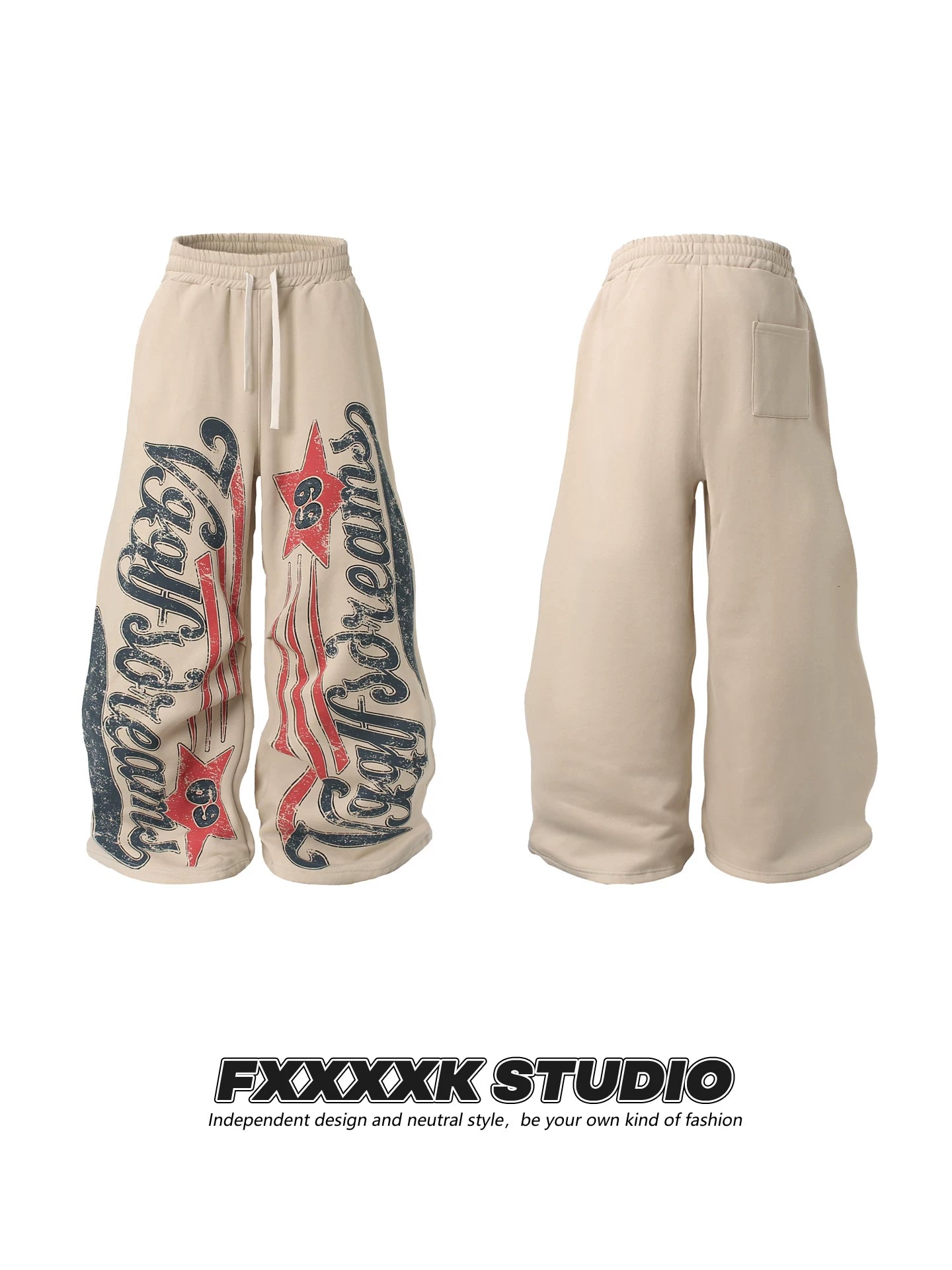FXK Original Letter Graffiti Printed Velvet Pants