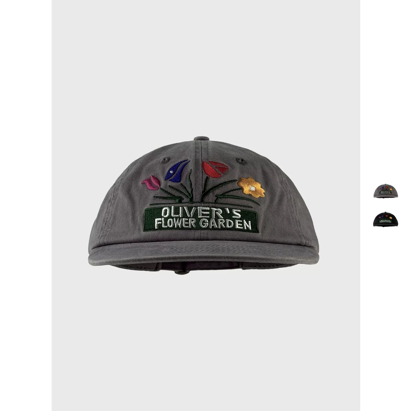 SONDER SHOP Flower Embroidered Flat Brim Hat