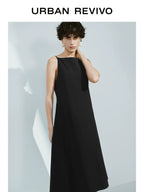 URBAN REVIVO Temperament Back Zipper Waist Sleeveless Dress