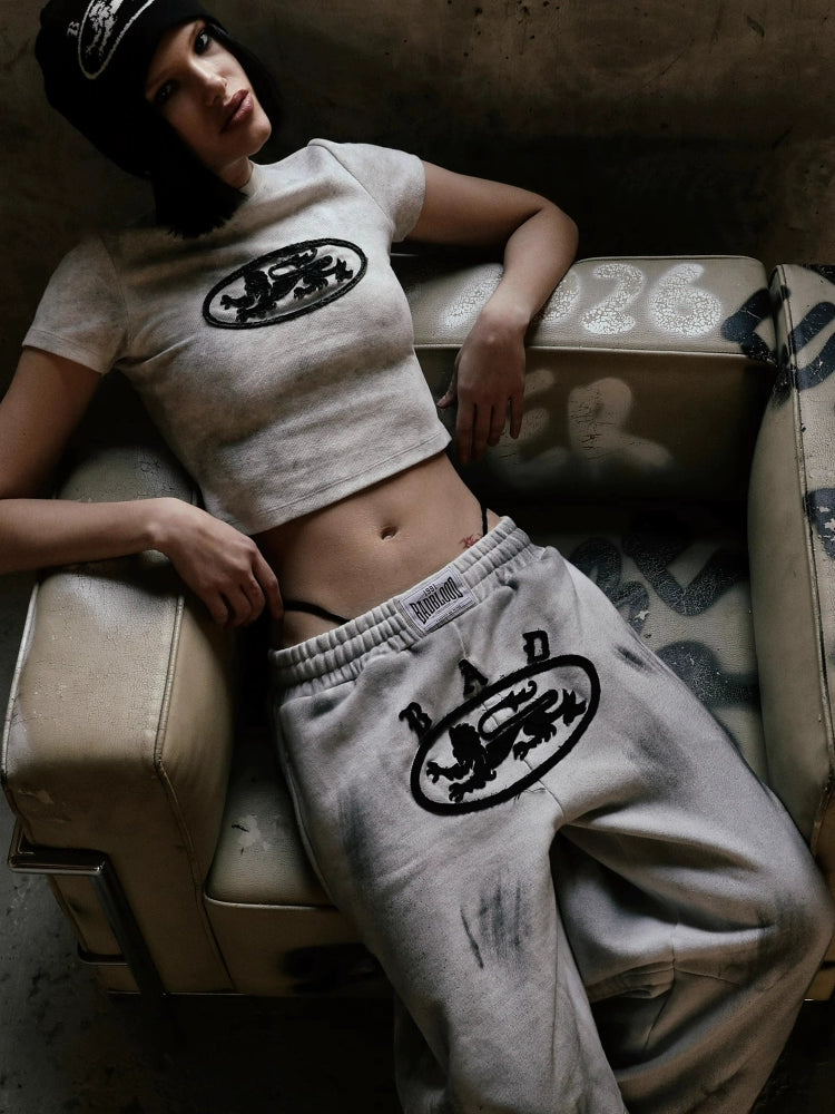 BADBLOOD High-Waist Wide-Leg Scimitar Sweatpants