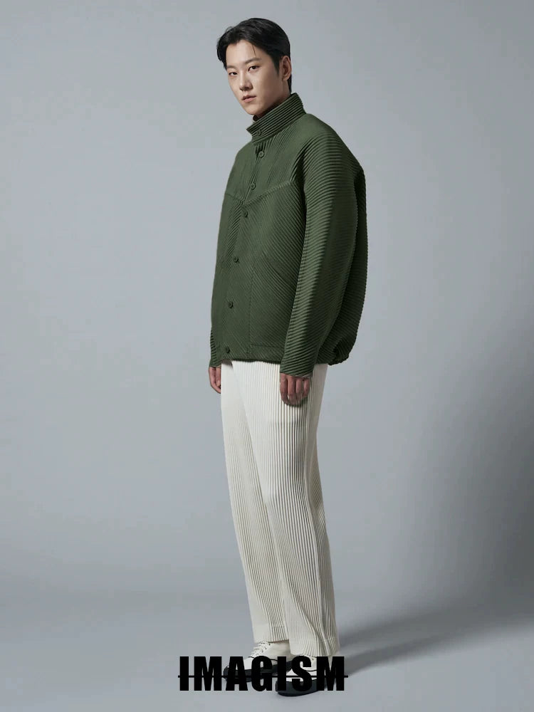 IMAGISM Japanese Non Miyake Pleated Short Stand Collar Jacket JC110