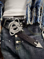 PAIKI Browser Mouse Old Metal First Layer Cowhide Belt Belt