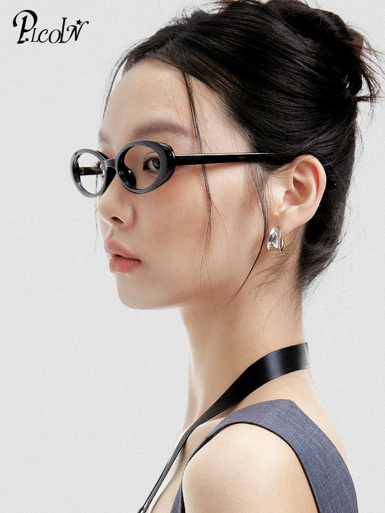 PLCOIN Black Cat-Eye Glasses Retro Blogger Style Anti-Blue Light Myopia