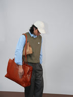 O3PARK Vintage College Style Sleeveless Sweater