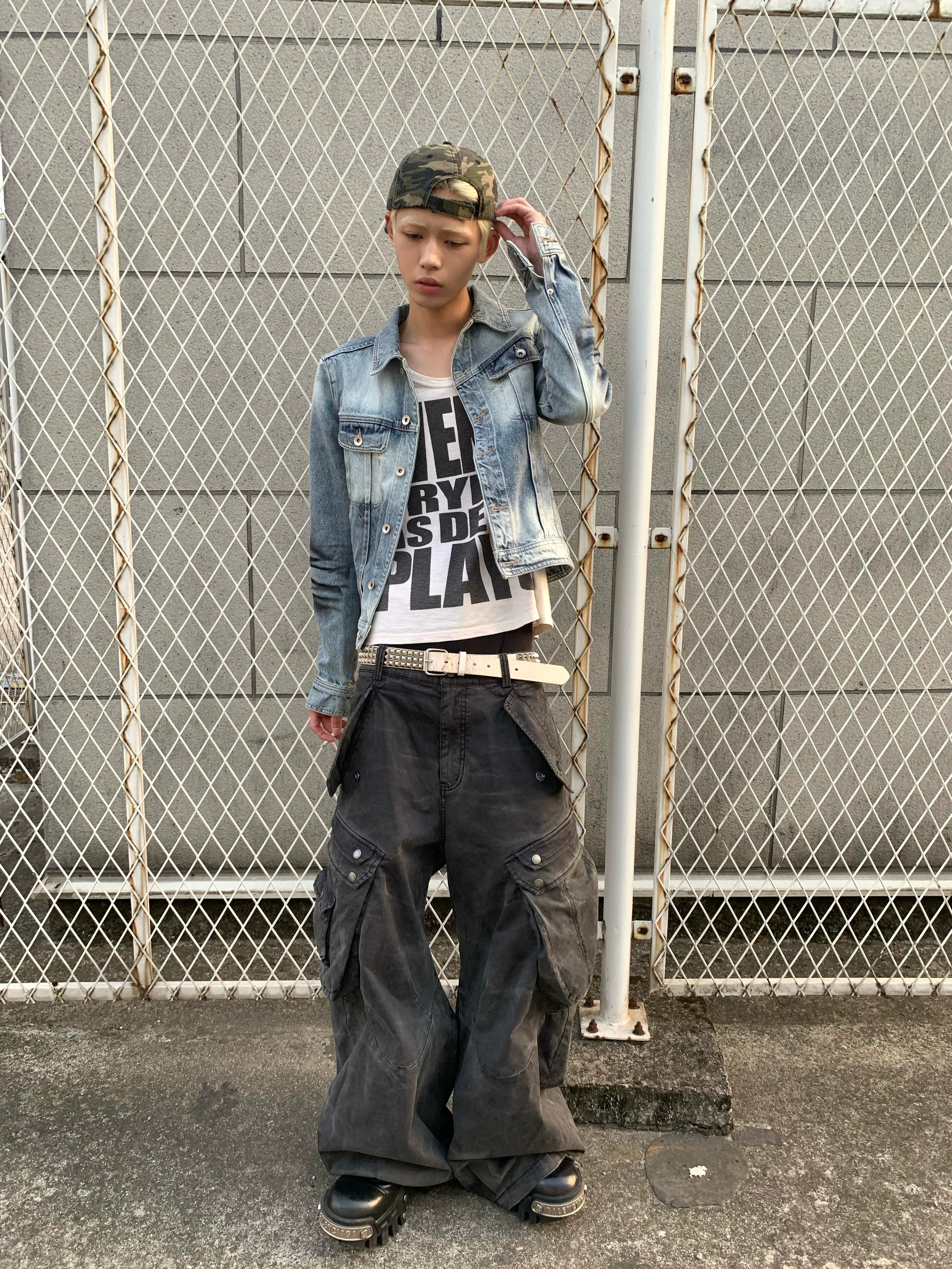 noEmosen KNIGHT Spray Tiger Pattern Denim Jacket