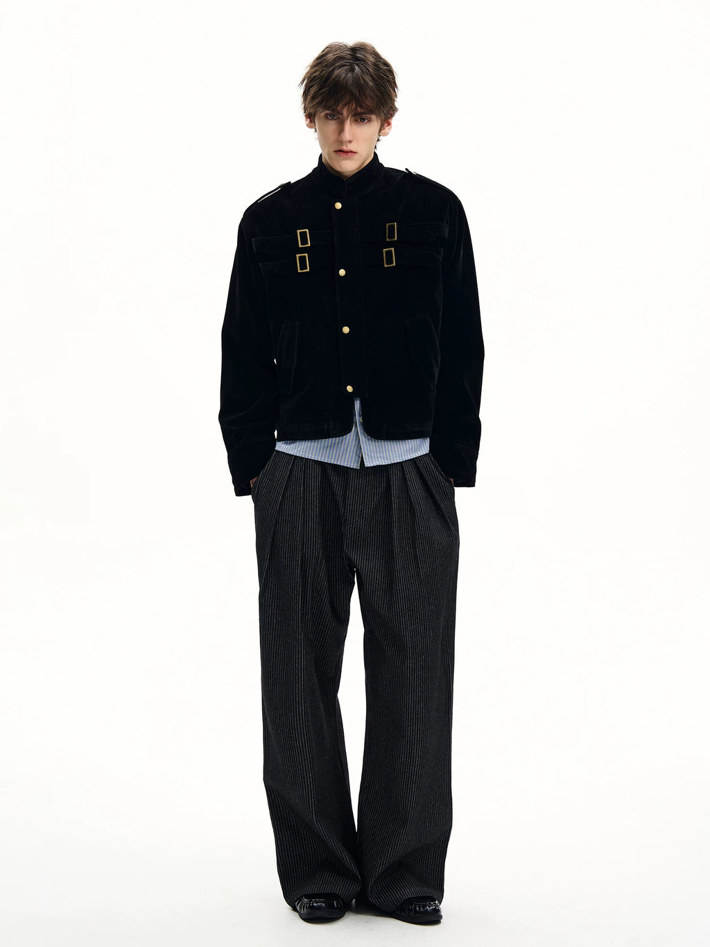 ISIETS Harrington Stand Collar Suede Work Jacket