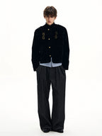 ISIETS Harrington Stand Collar Suede Work Jacket