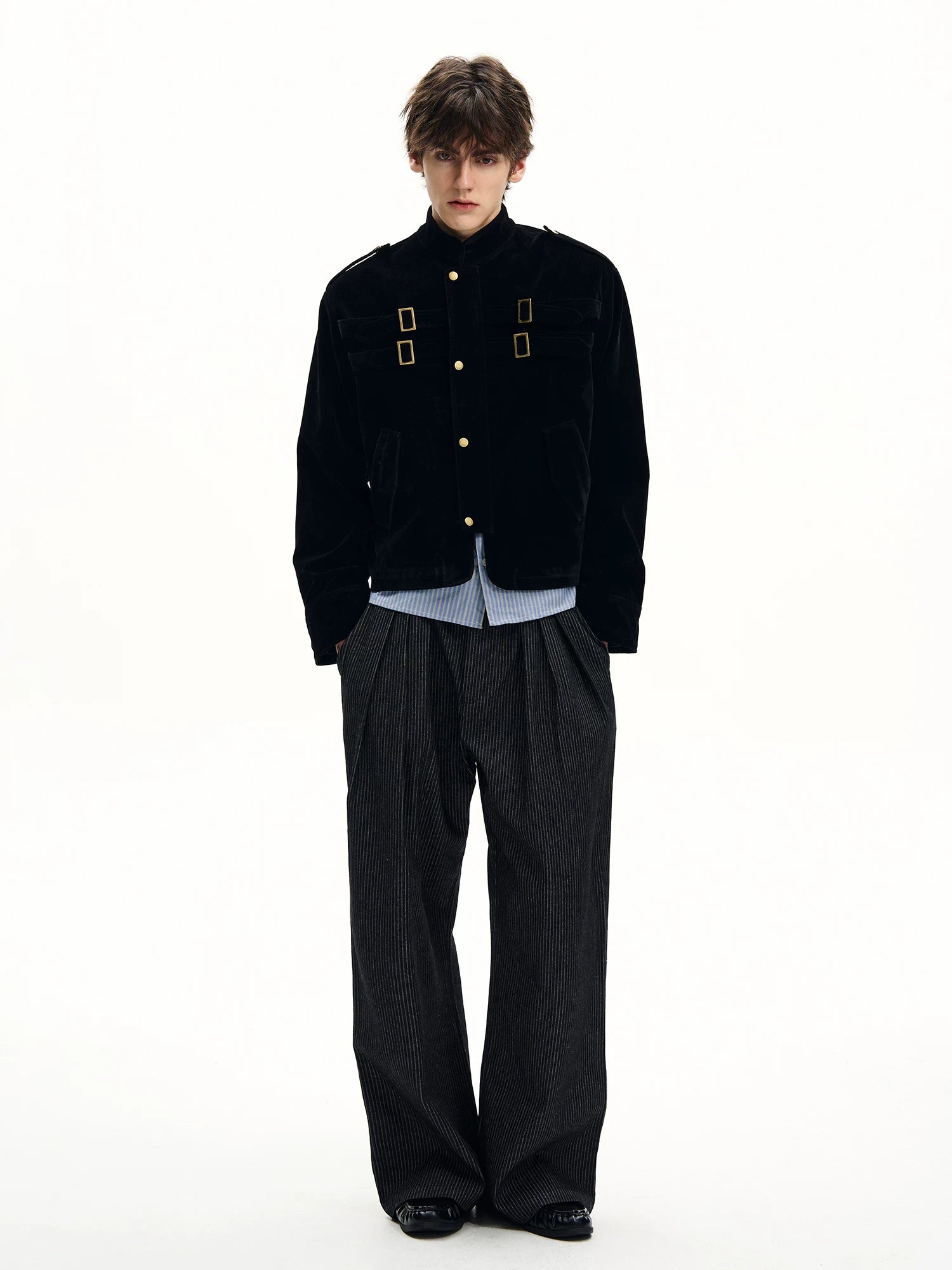 ISIETS Harrington Stand Collar Suede Work Jacket