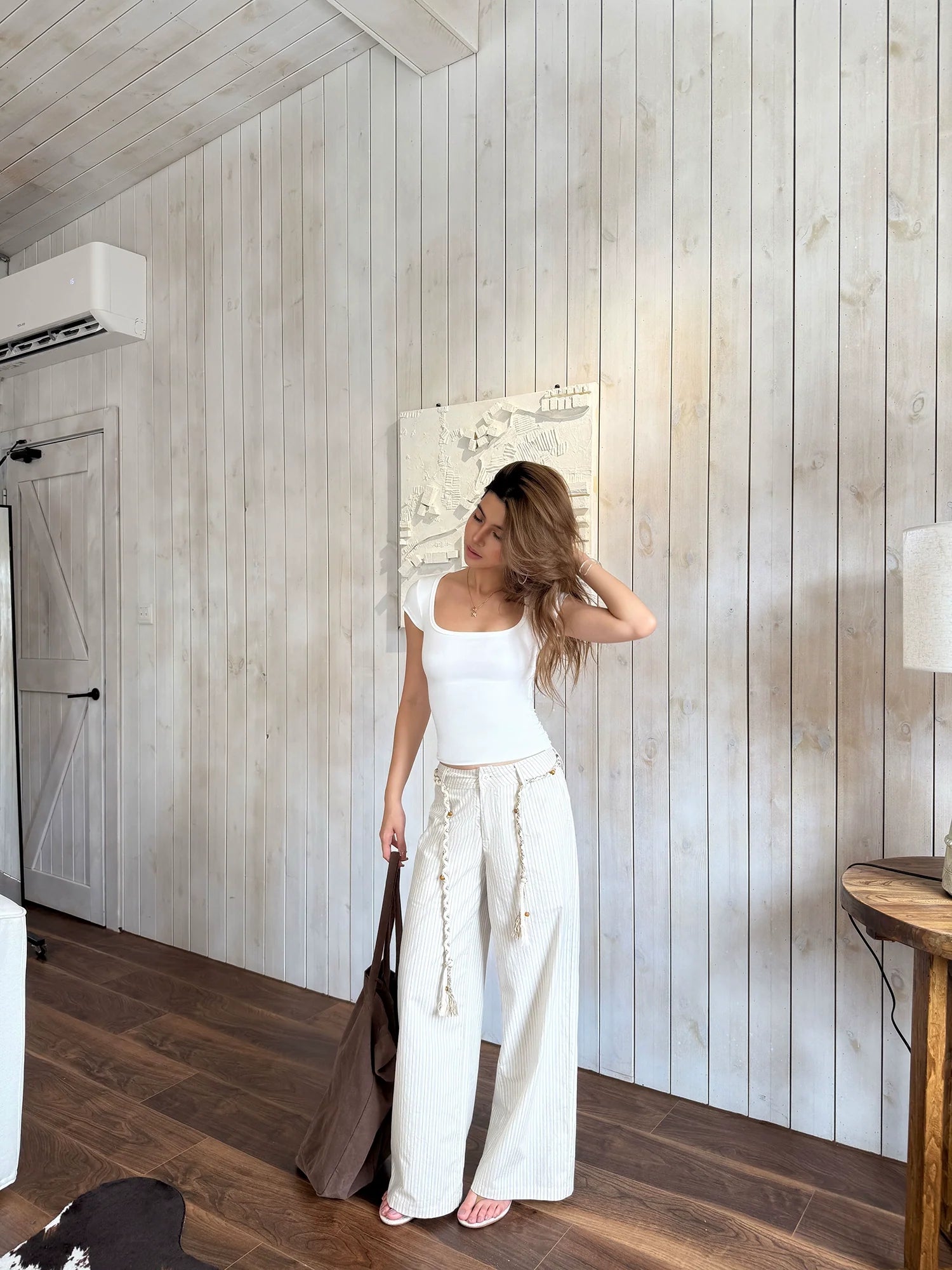 Audwyn Striped Casual Loose Straight Wide Leg Pants