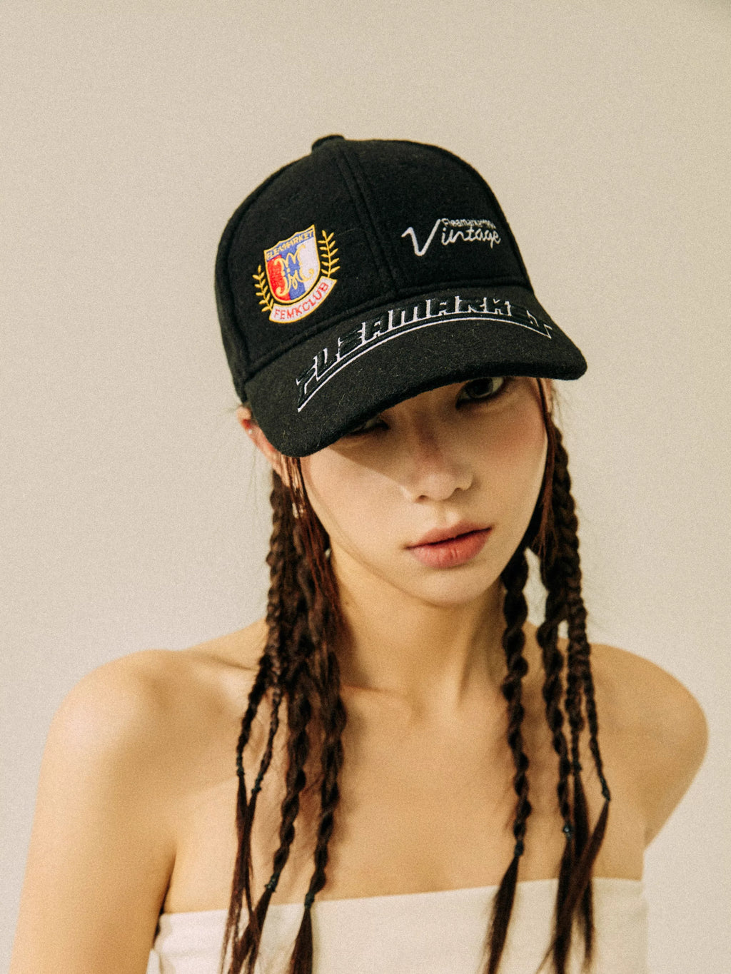 Fleamarket Autumn Cashmere Brim Embroidered Baseball Cap