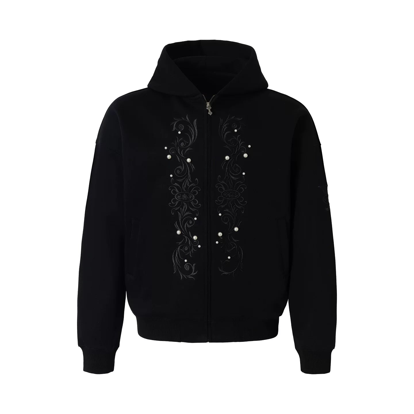 YADcrew Heavy Duty Embroidered Pearl Zipper Hooded Jacket