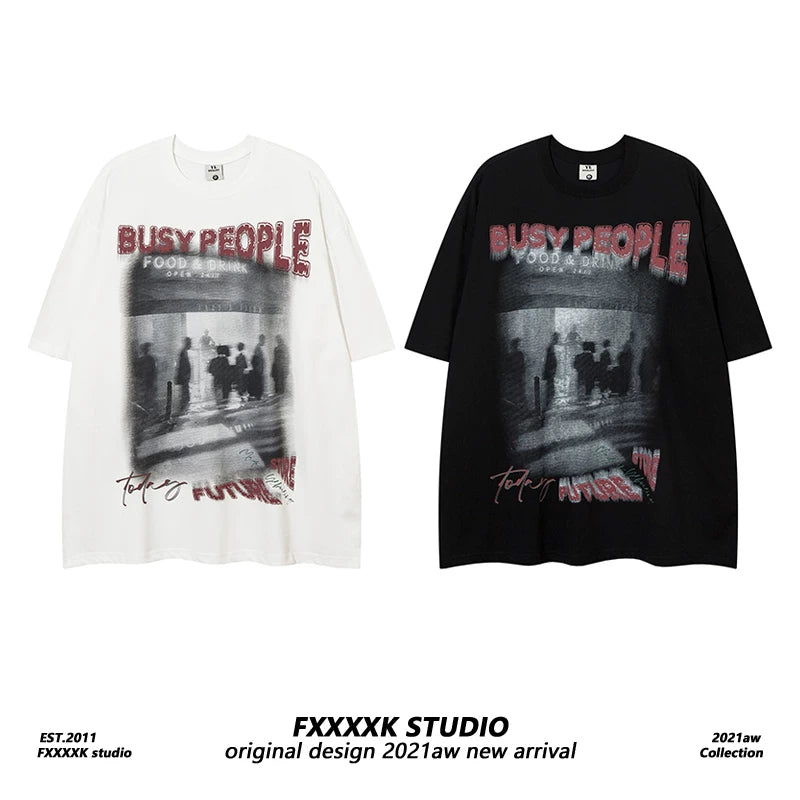 FXK Original Abstract Printed Loose Short Sleeve