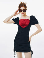 Imone Slim and Thin Velvet Love Splicing Pleated Dress