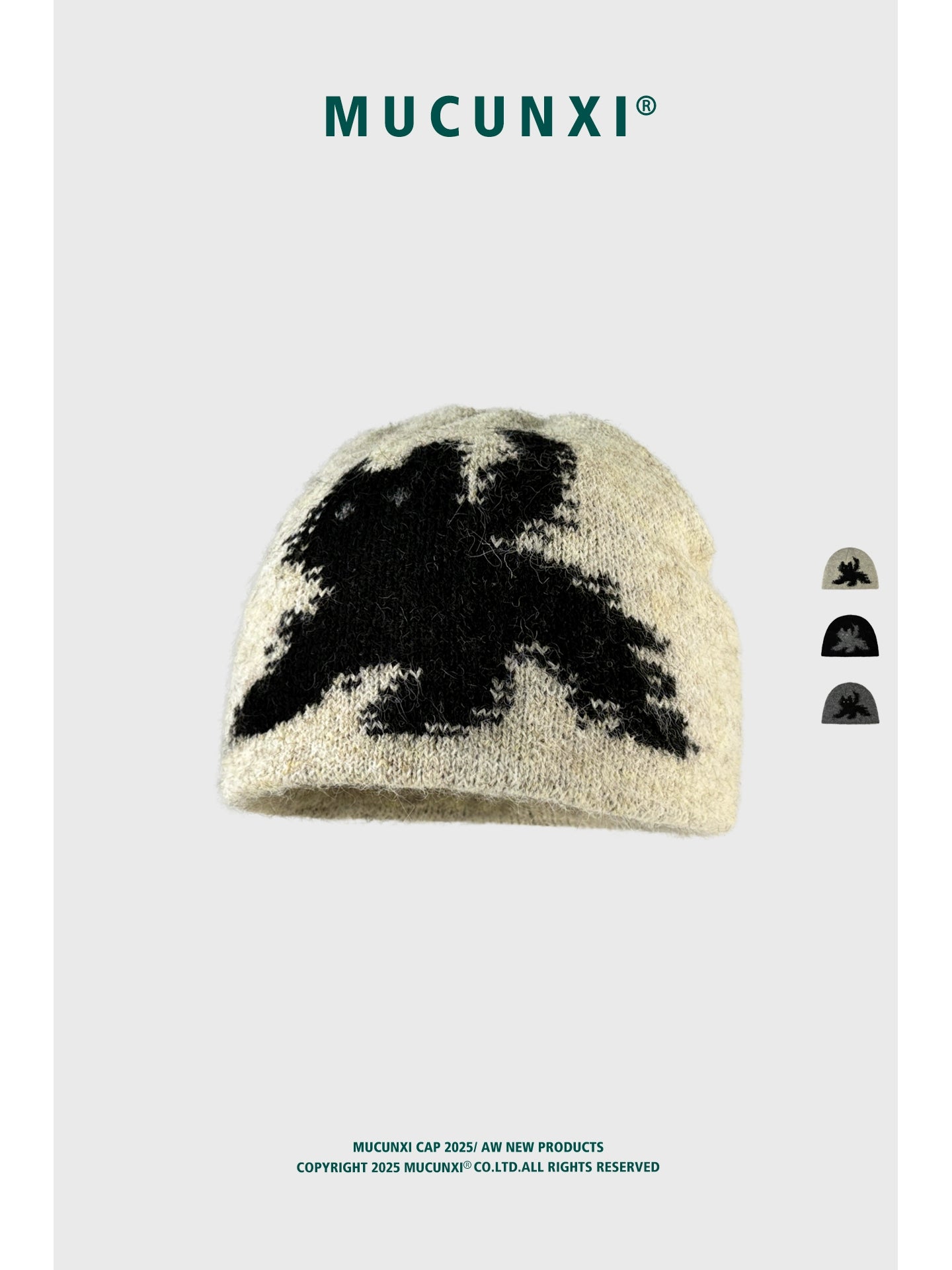 MUCUNXI Jacquard Kitten Knit Beanie