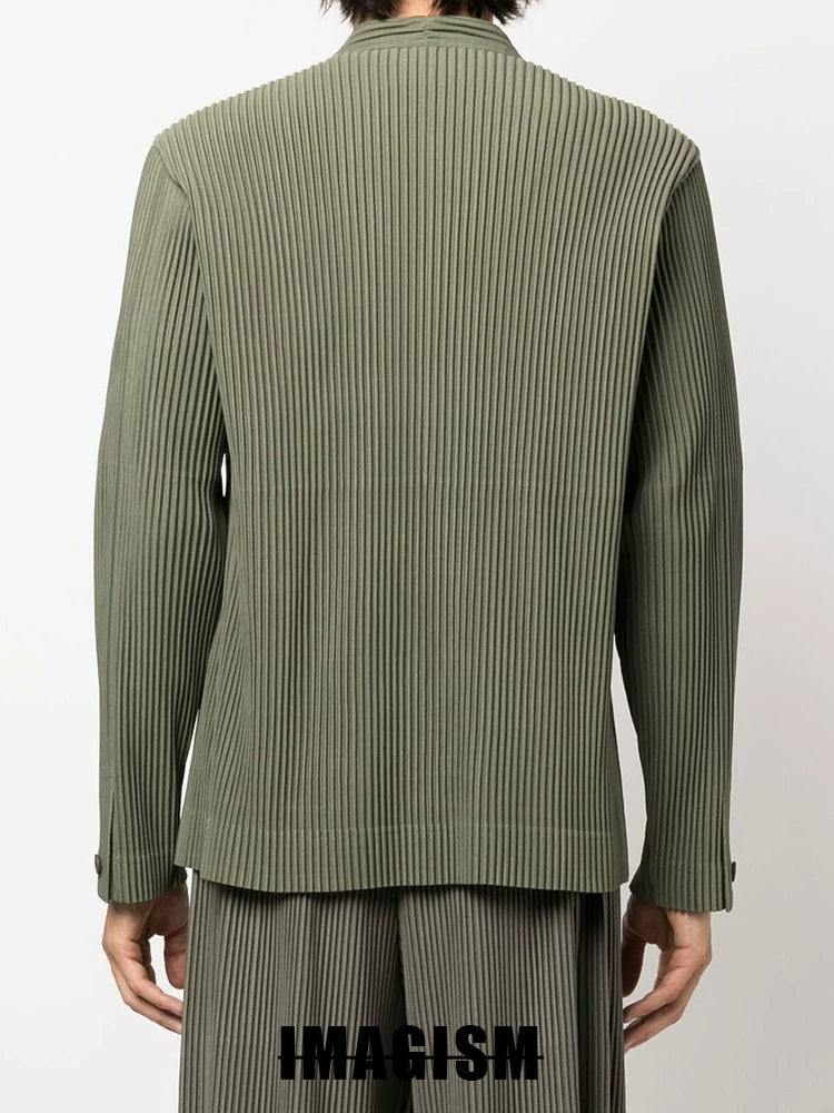 IMAGISM Japanese Non Miyake Pleated Collarless Suit Jacket JD166