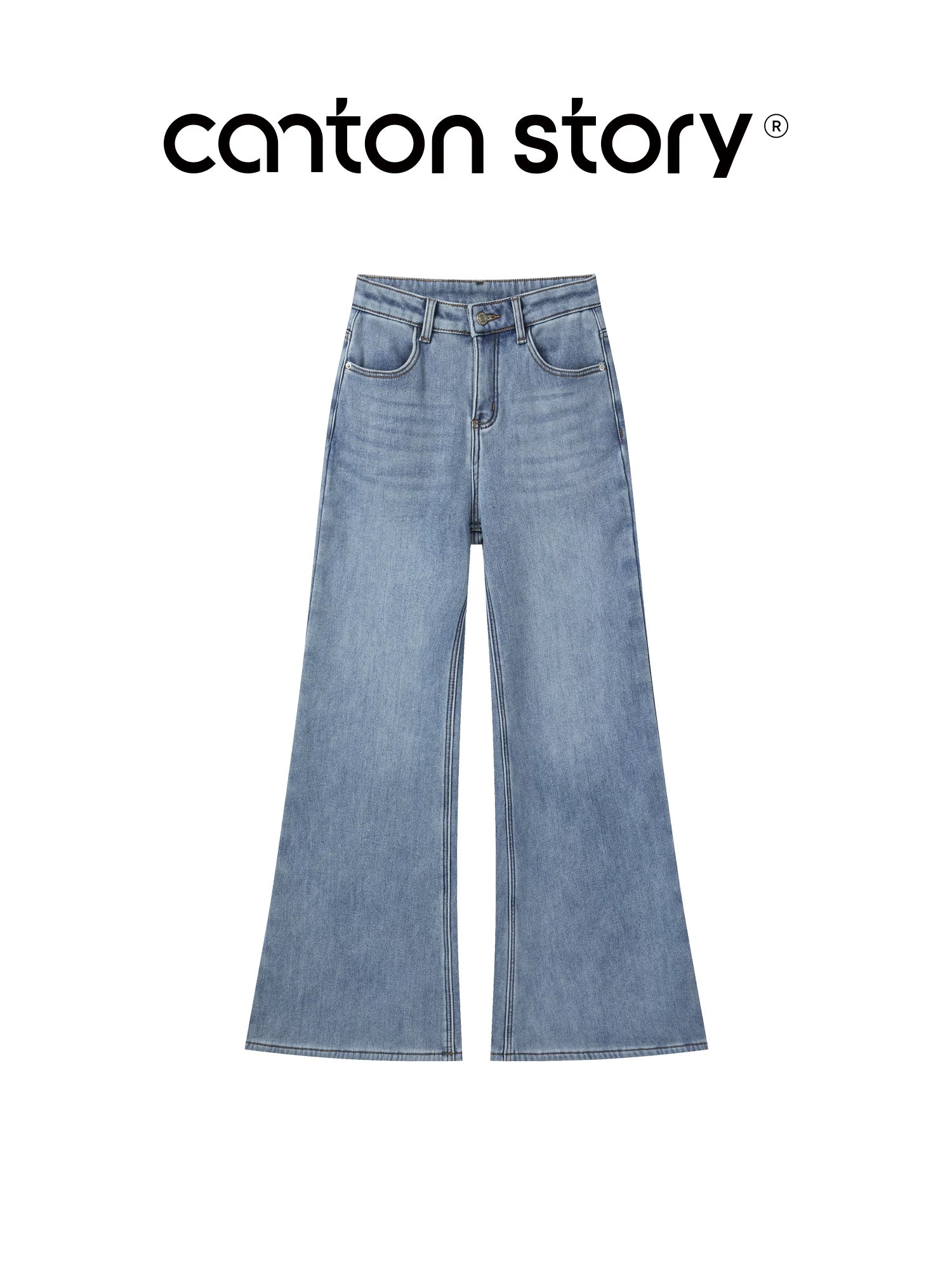 cantonstory High Waist Slim Velvet Jeans