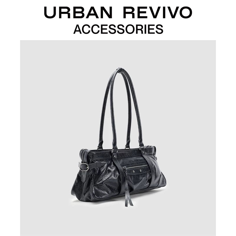 Urban Revivo Women's Oil Wax Leather Shoulder Bag