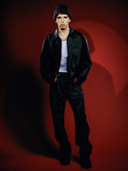 WHOOSIS Superman LOGO Embossed Leather Jacket