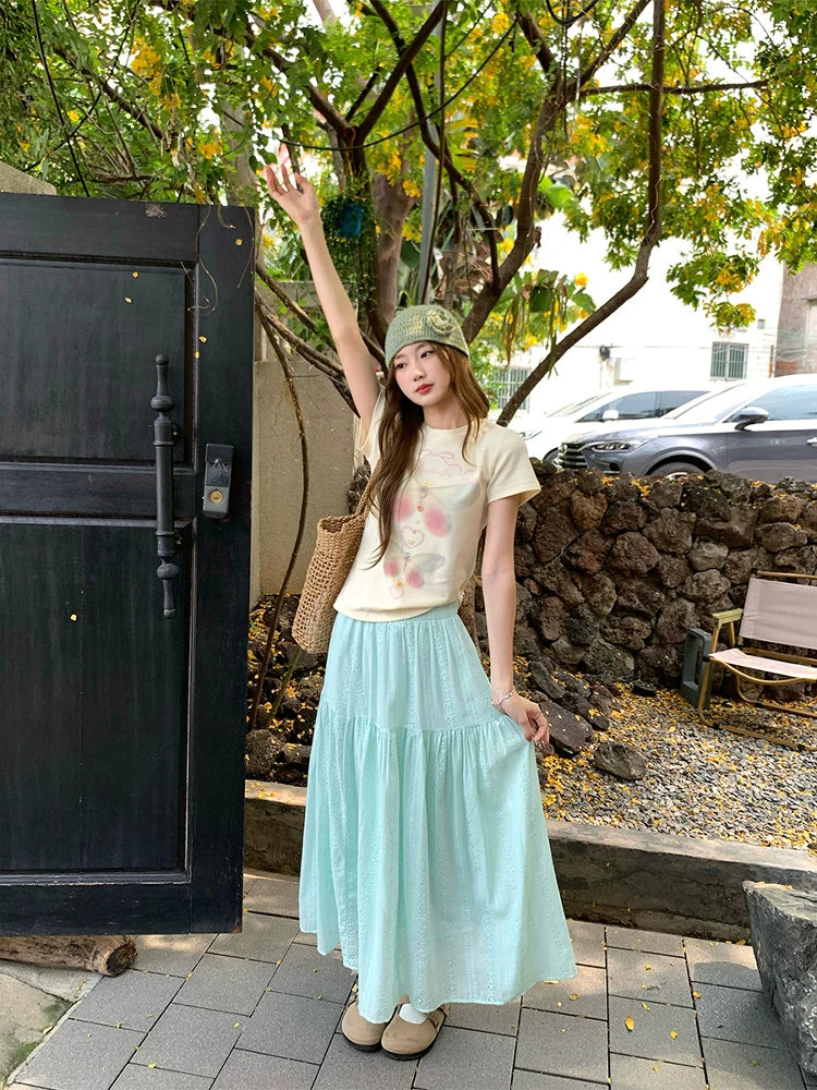 CCKOK Dream Butterfly Print Slim Shoulder T Shirt