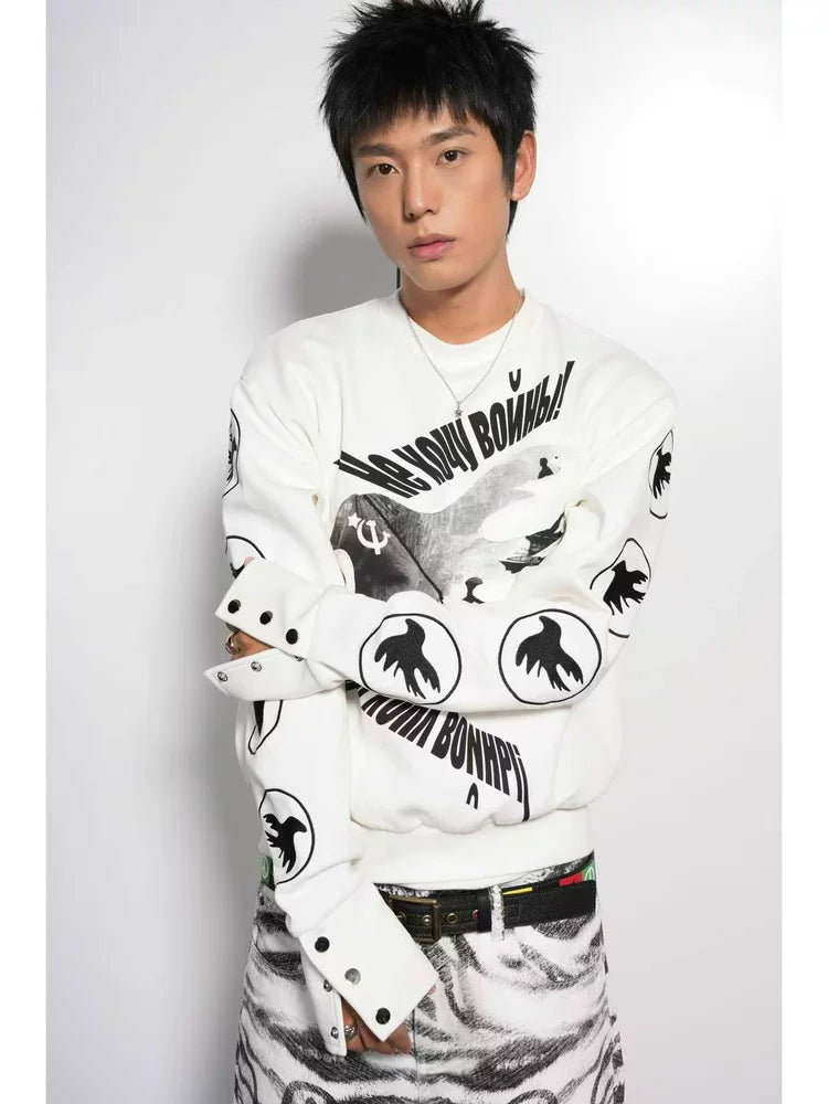 Vinkid Full Sleeve Peace Pigeon Long Sleeve Sweatshirt