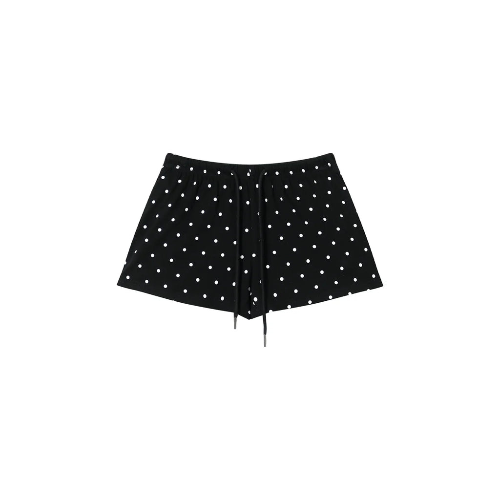 FUNKYFUN Full-printed Polka-dot Elastic Waist Three-point Casual Shorts