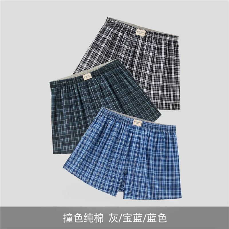 Giordano Underwear Men's Three-Pack Cotton Woven Contrast Boxers